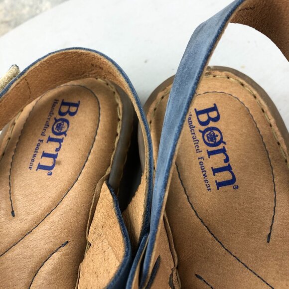 Born Women's Size 8 Jamez Blue Leather Open Toe Ankle Strap Casual Sandals - Picture 12 of 15